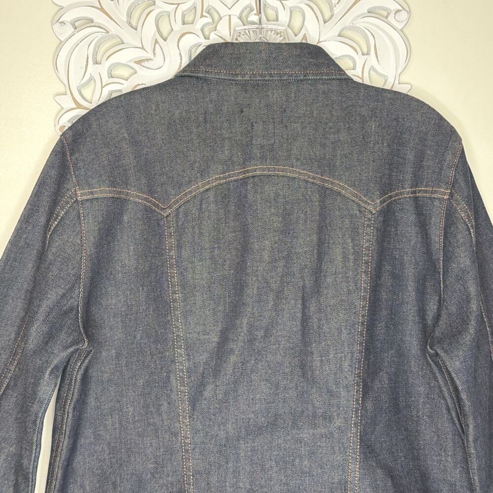 GAP Denim Stretch Jacket Women's size LARGE Made in Hong Kong Dark Wash Blue - Picture 7 of 12